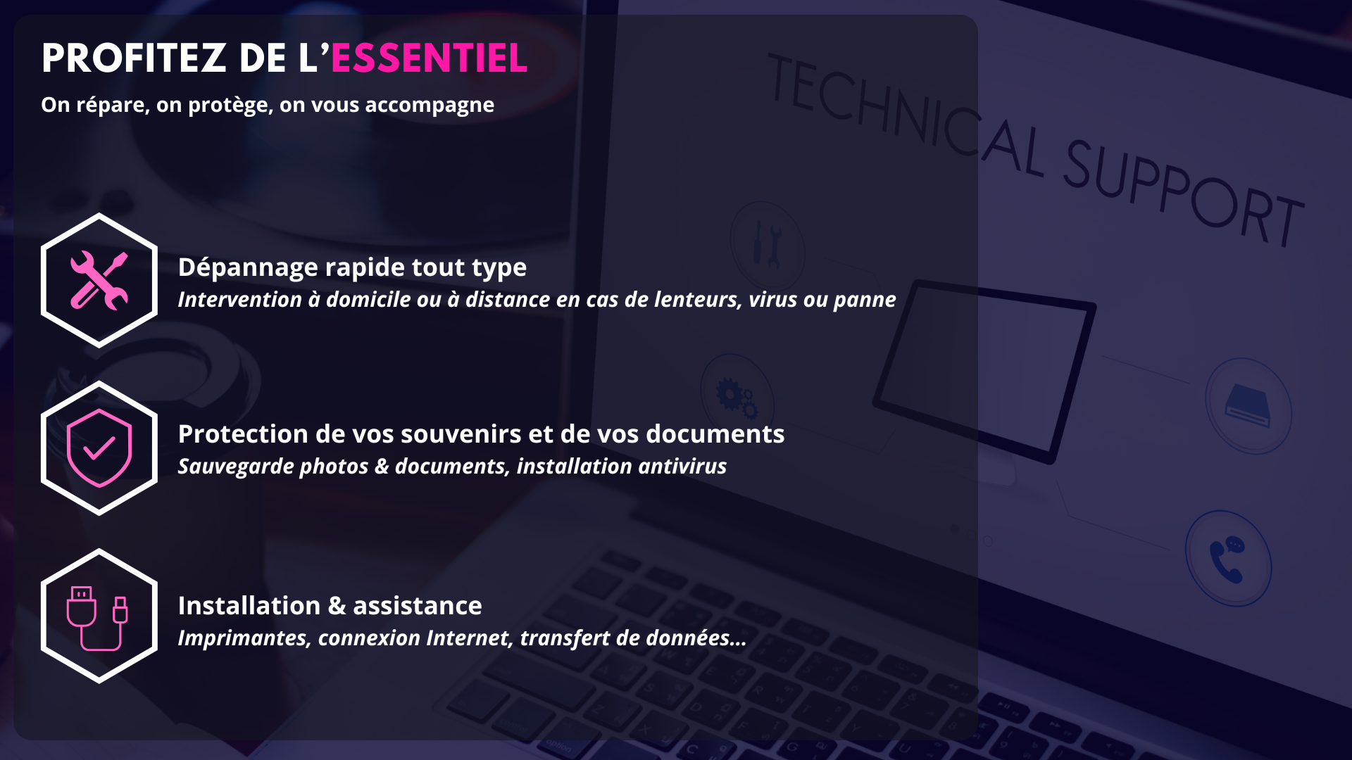 Dépannage, sauvegarde et assistance informatique à domicile ou à distance